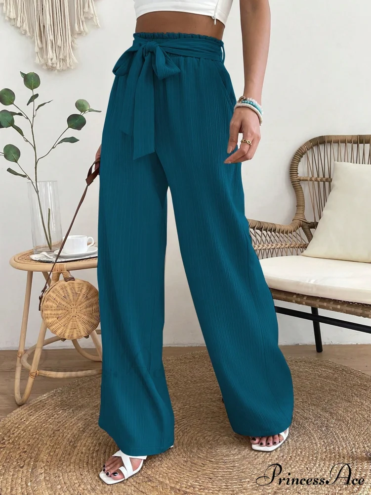 Paperbag Waist Belted Wide Leg Pants - Image 13