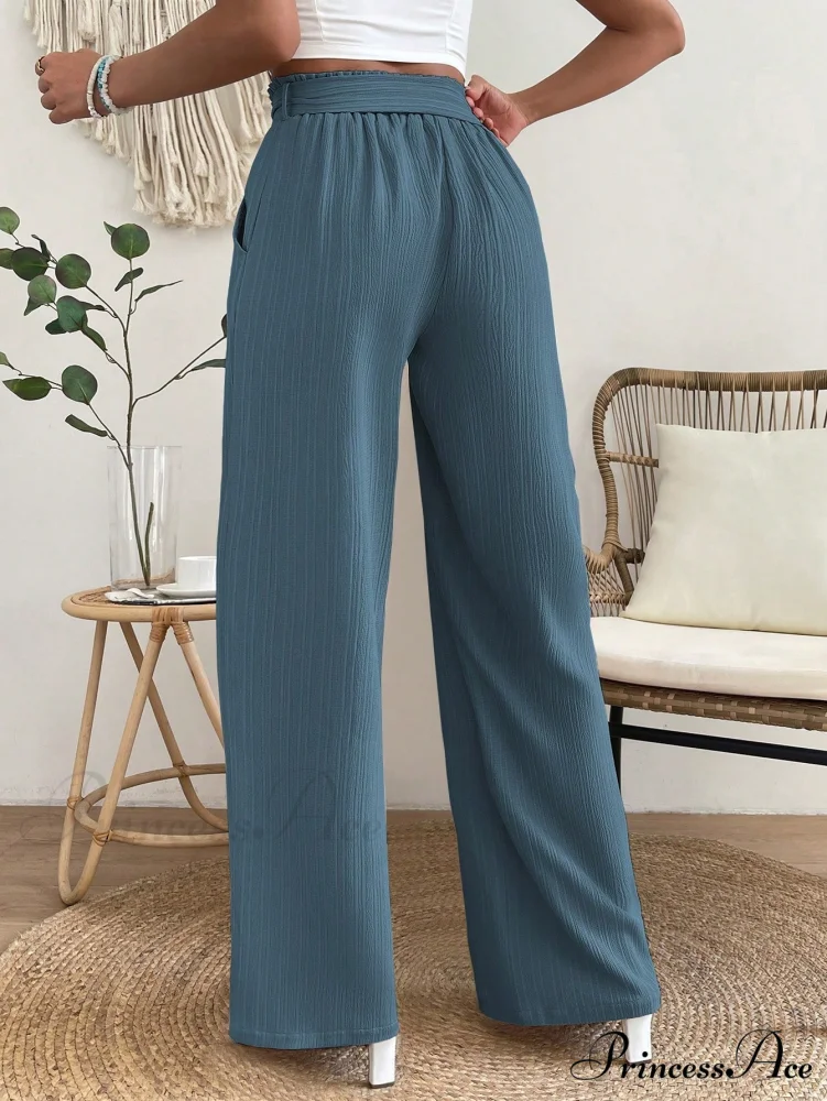 Paperbag Waist Belted Wide Leg Pants - Image 2