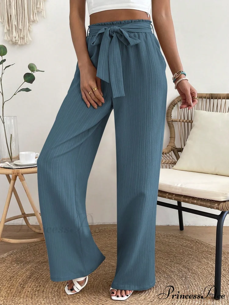 Paperbag Waist Belted Wide Leg Pants - Image 3