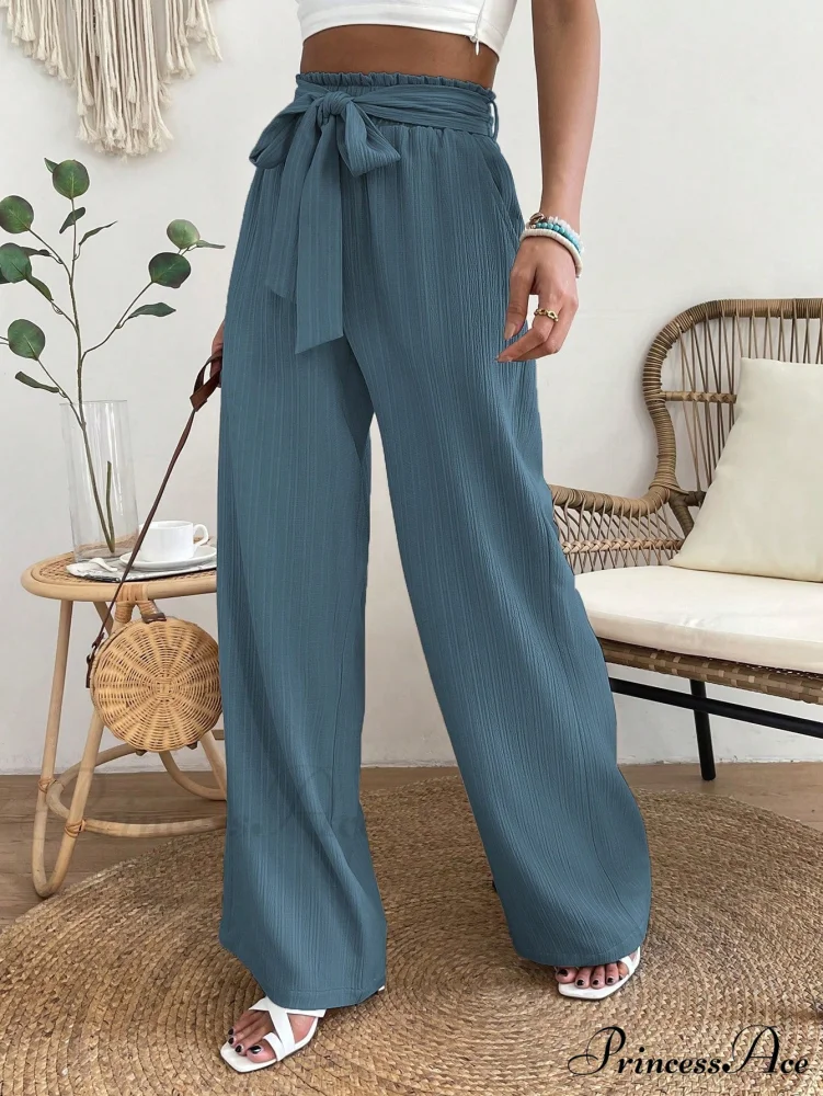 Paperbag Waist Belted Wide Leg Pants - Image 4