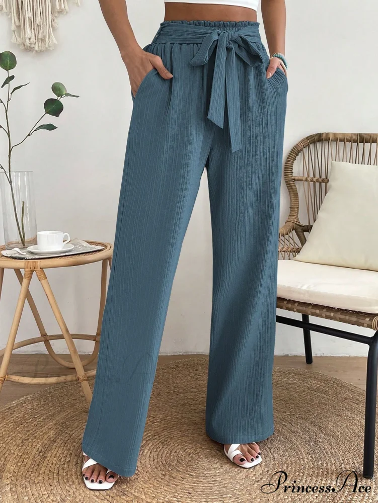Paperbag Waist Belted Wide Leg Pants - Image 5