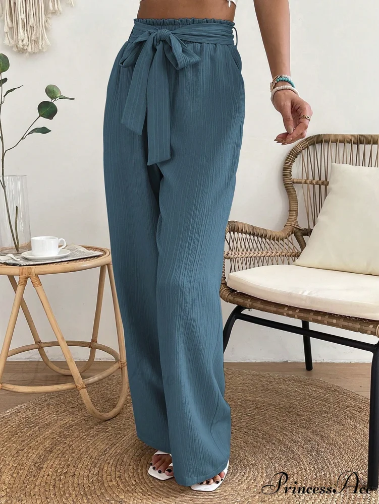 Paperbag Waist Belted Wide Leg Pants - Image 6