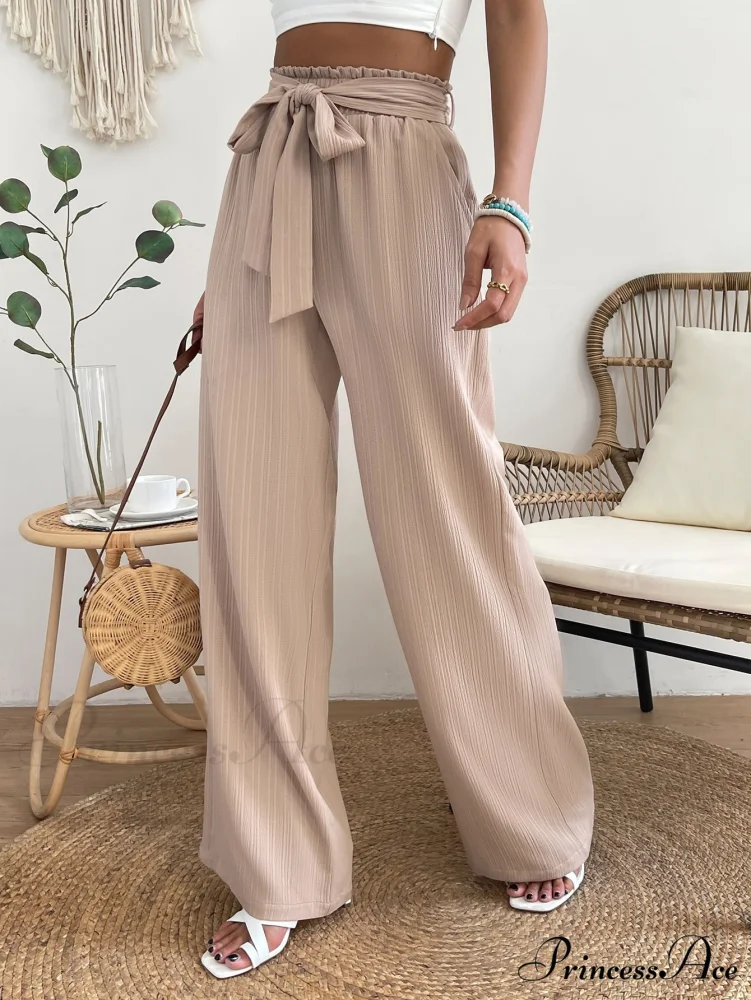 Paperbag Waist Belted Wide Leg Pants - Image 7