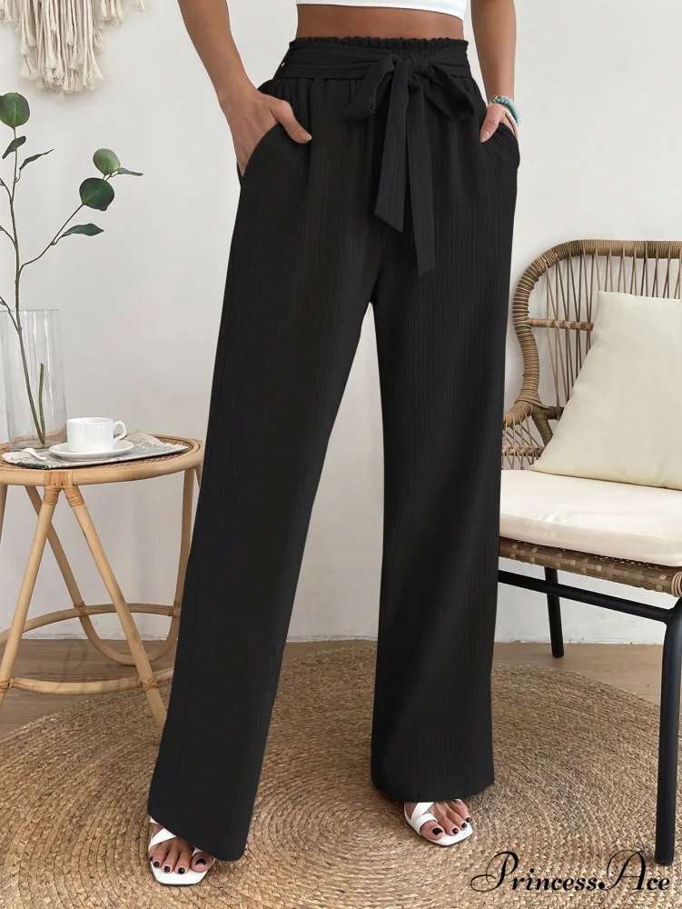 Paperbag Waist Belted Wide Leg Pants - Image 8