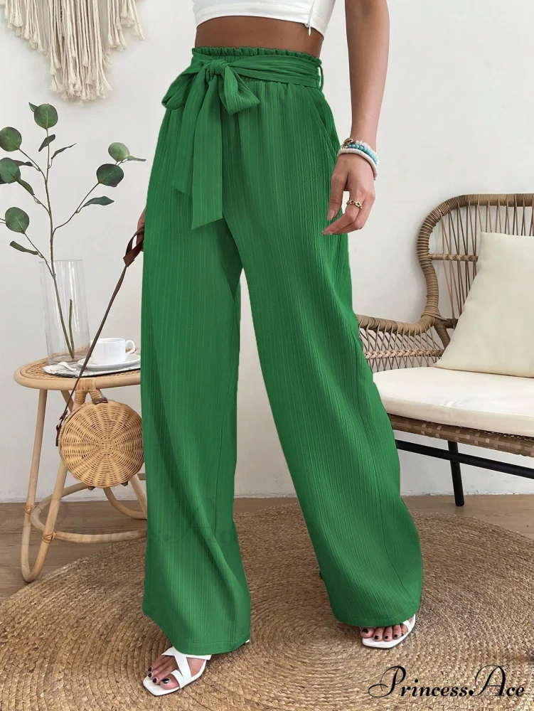 Paperbag Waist Belted Wide Leg Pants - Image 9