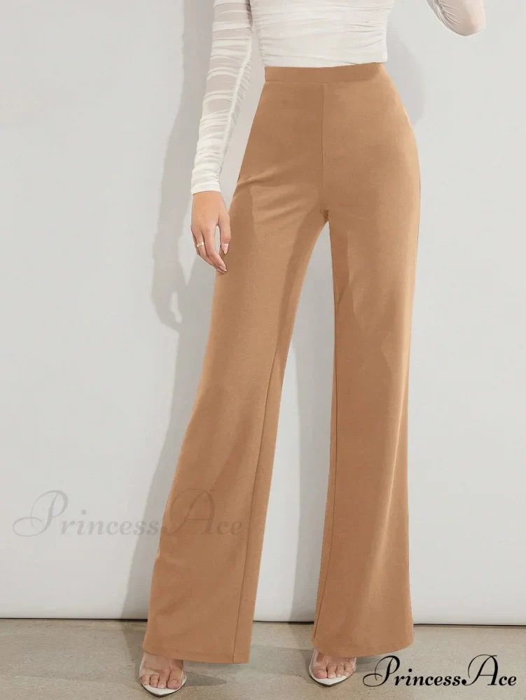 Solid High Waist Wide Leg Pants - Image 10