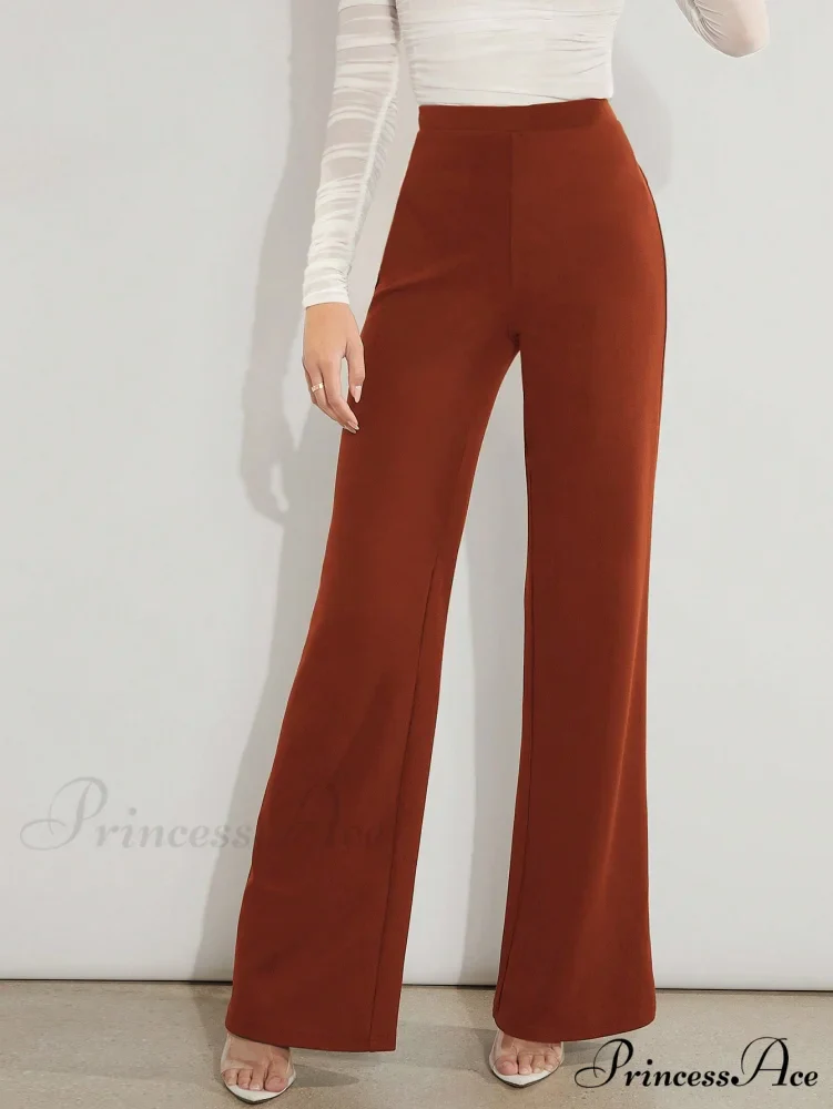 Solid High Waist Wide Leg Pants - Image 11