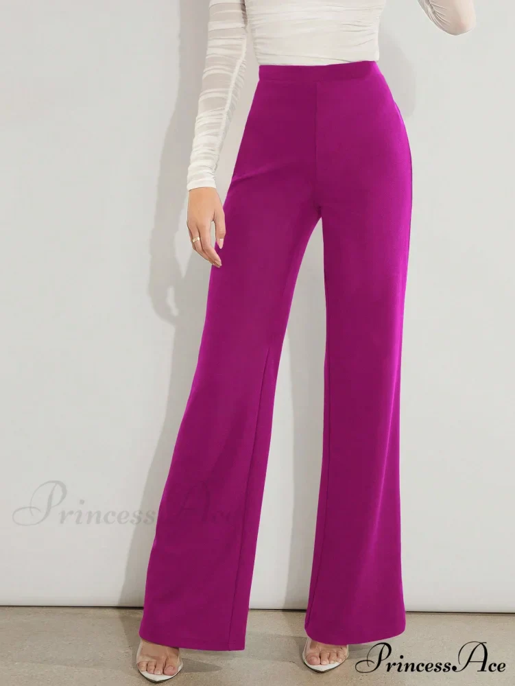 Solid High Waist Wide Leg Pants - Image 12