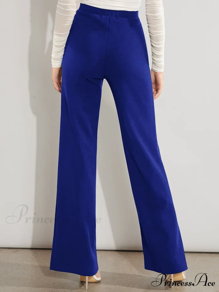 Solid High Waist Wide Leg Pants - Image 2
