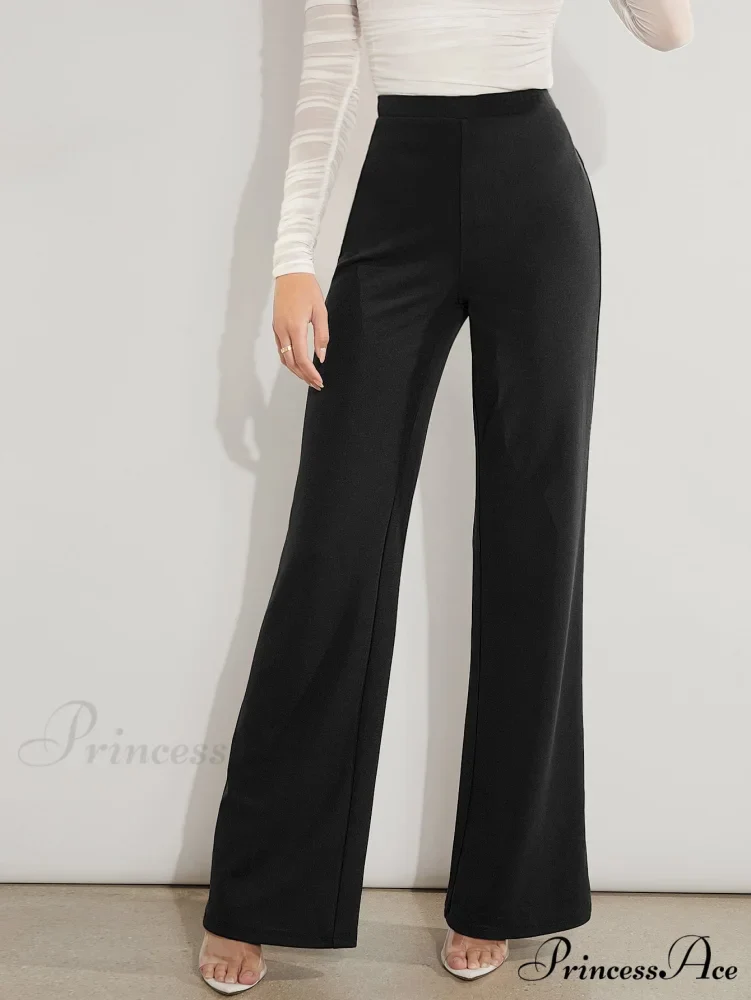 Solid High Waist Wide Leg Pants - Image 7