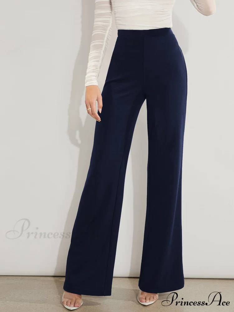 Solid High Waist Wide Leg Pants - Image 8