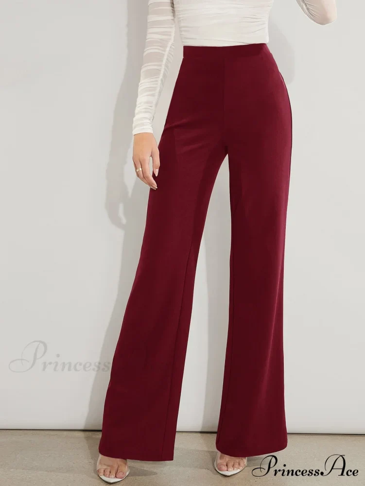 Solid High Waist Wide Leg Pants - Image 9