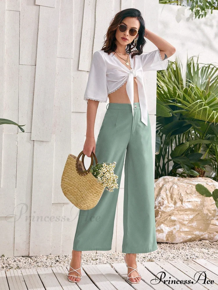ely Solid Wide Leg Pants - Image 4