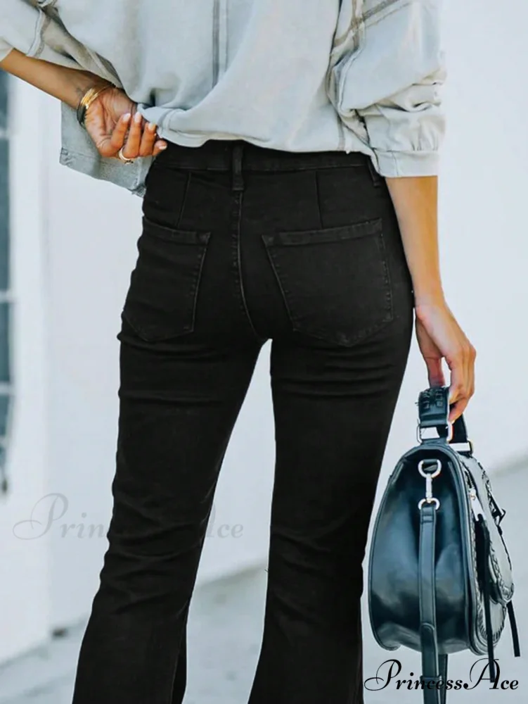 Ripped Raw Hem Flare Leg Jeans - Image 4