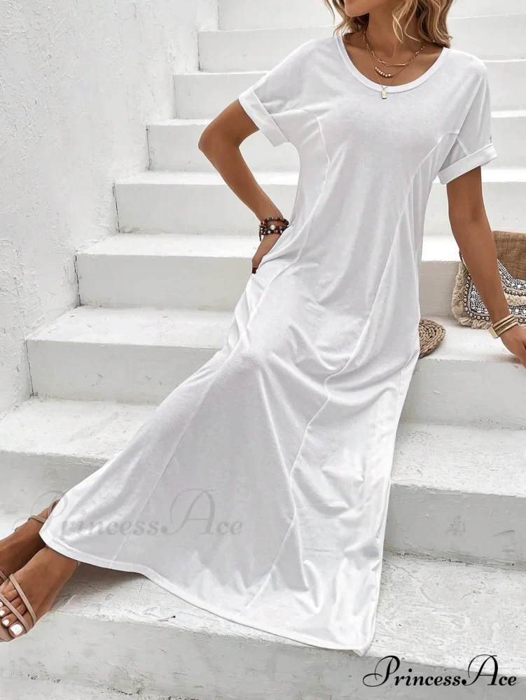 Solid Batwing Sleeve Tee Dress - Image 4