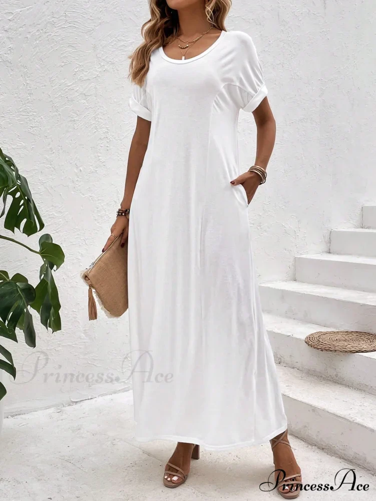 Solid Batwing Sleeve Tee Dress - Image 5