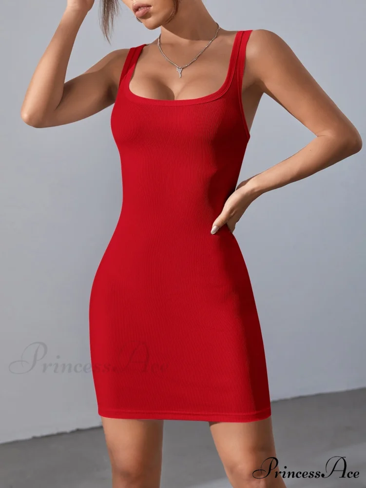 Solid Square Neck Tank Dress - Image 10