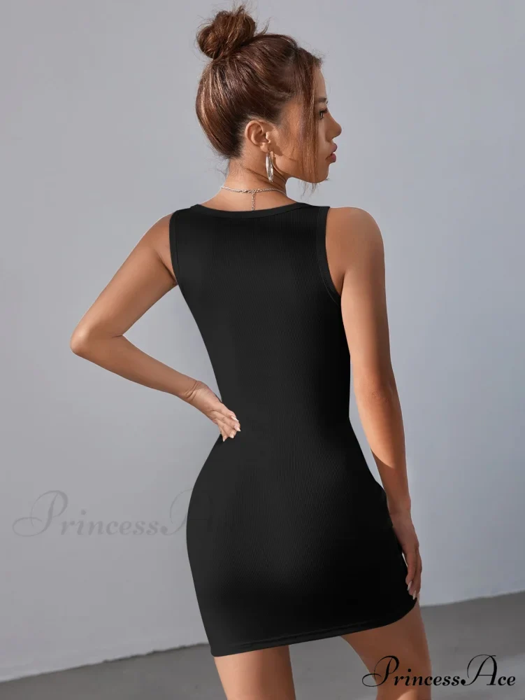 Solid Square Neck Tank Dress - Image 2