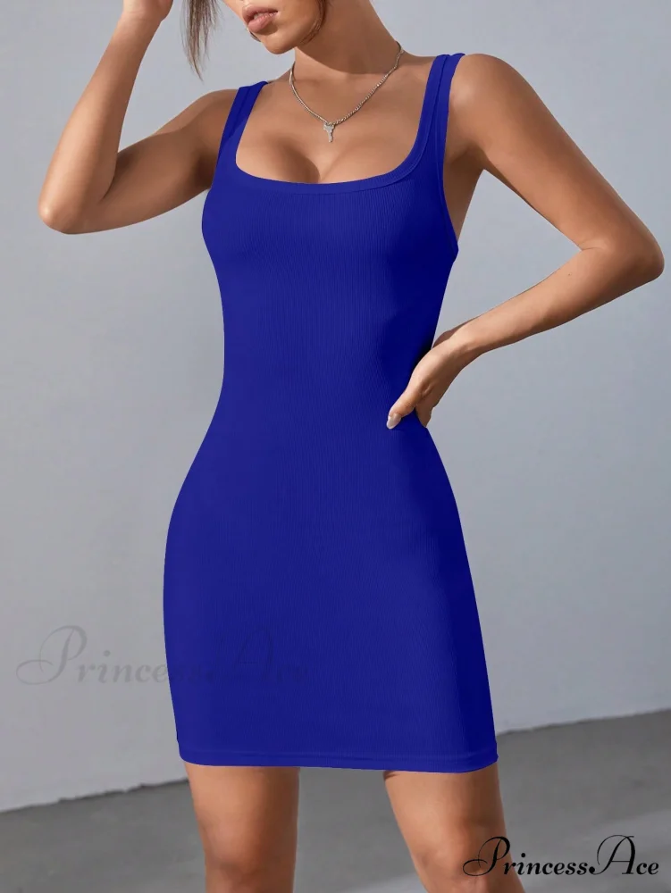 Solid Square Neck Tank Dress - Image 9