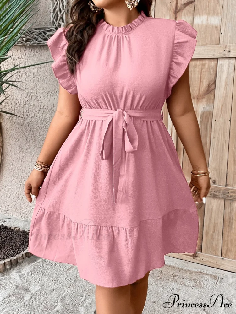 Ruffle Trim Belted Dress - Image 9