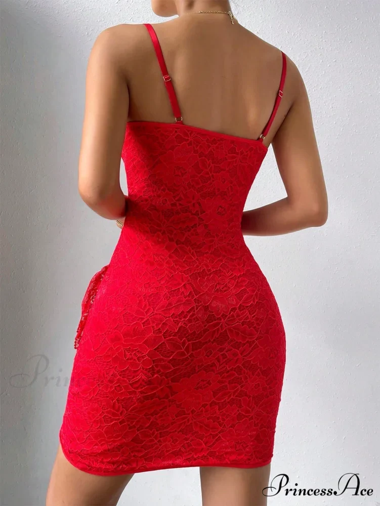 Ruffle Hem Lace Cami Bodycon Dress - Image 2