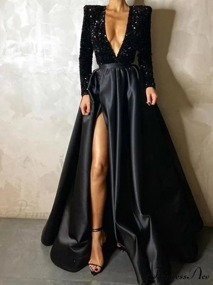 Floor-Length Chiffon Sequined Exquisite Dress - Image 2