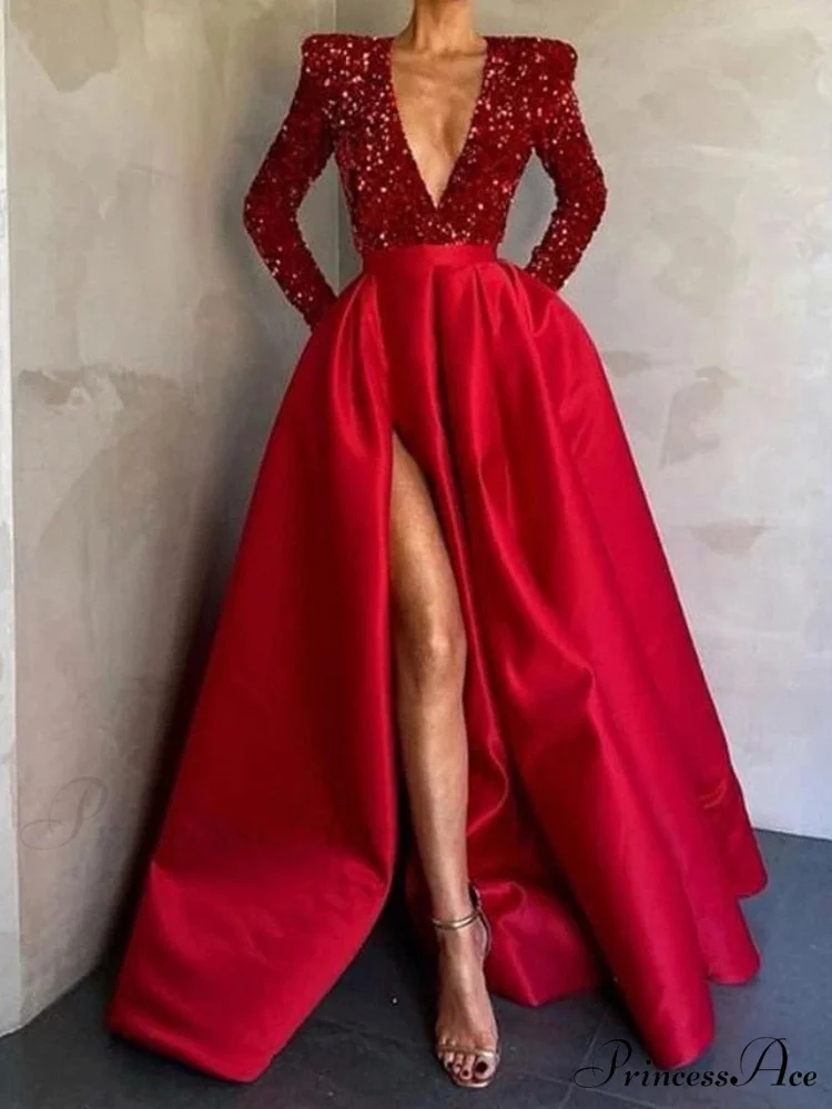 Floor-Length Chiffon Sequined Exquisite Dress - Image 6
