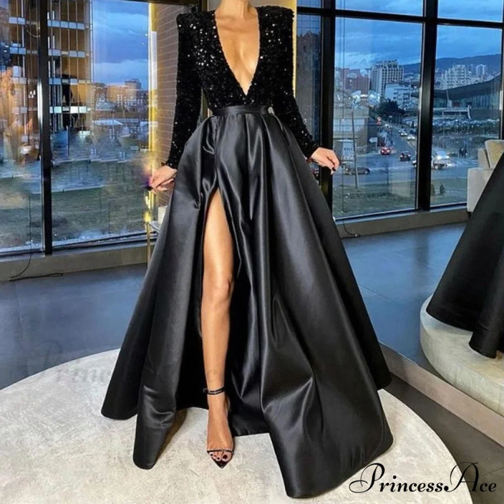 Floor-Length Chiffon Sequined Exquisite Dress - Image 7