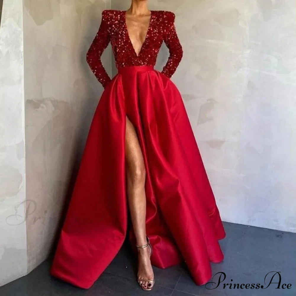 Floor-Length Chiffon Sequined Exquisite Dress - Image 8