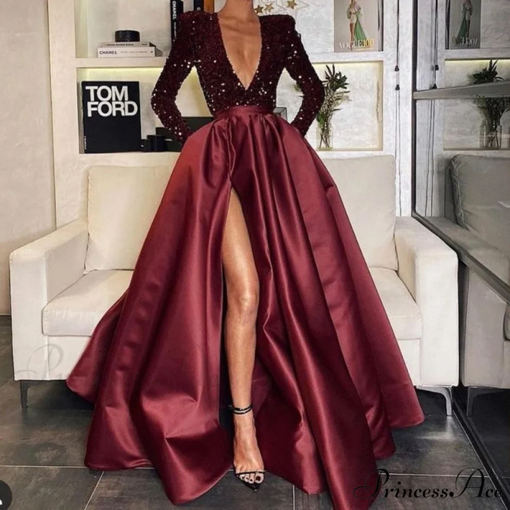 Floor-Length Chiffon Sequined Exquisite Dress - Image 9