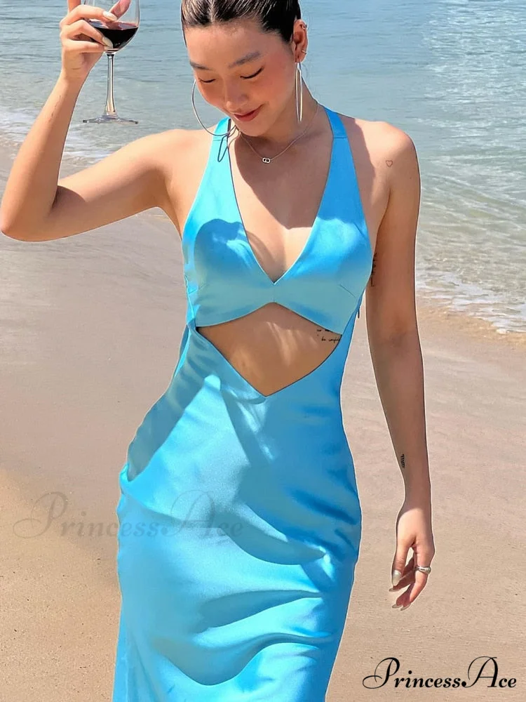 Backless Strap Party Sleeveless Slim Khaki Dresses - Image 11