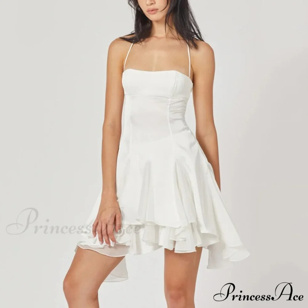 V Neck Chest Wrapping Spaghetti Strap Dresses - Image 6