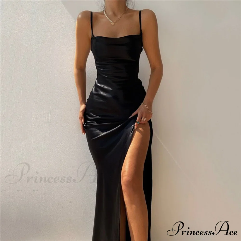 Satin Sleeveless Long Dresses - Image 4