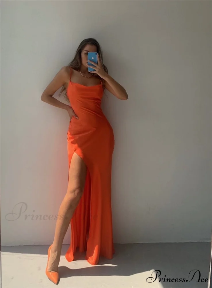 Satin Sleeveless Long Dresses - Image 8