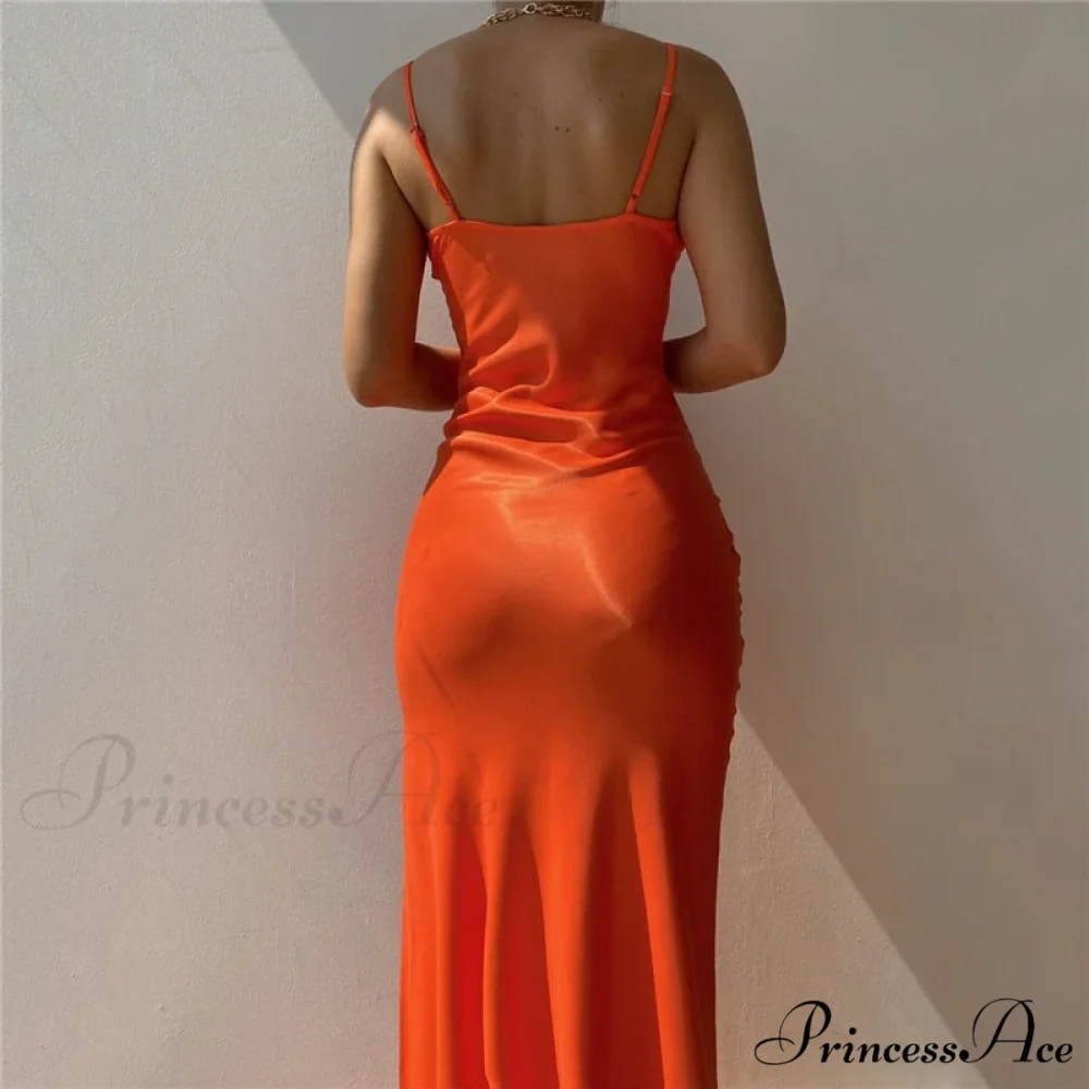 Satin Sleeveless Long Dresses - Image 9