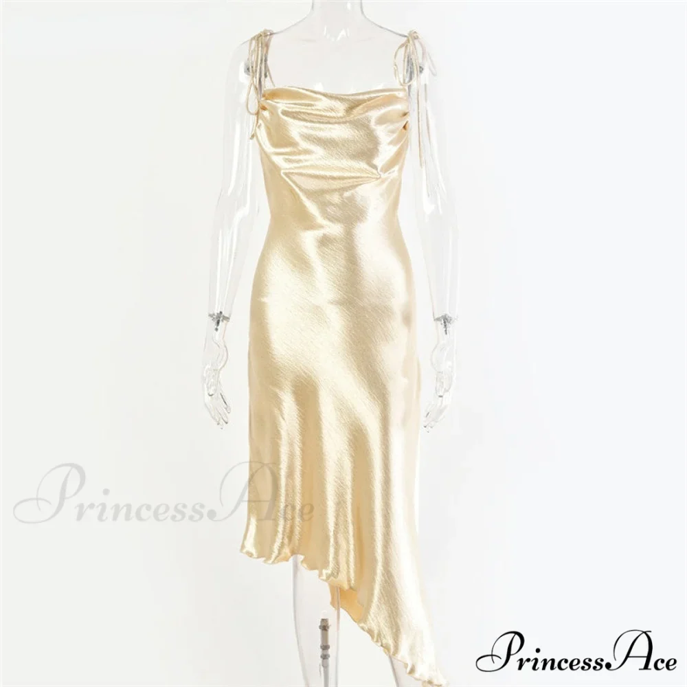 Metallic Satin Straps Long Dress - Image 6
