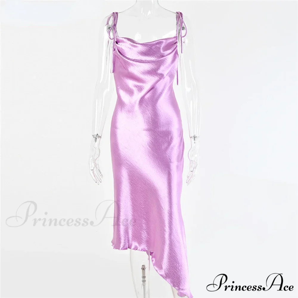 Metallic Satin Straps Long Dress - Image 8