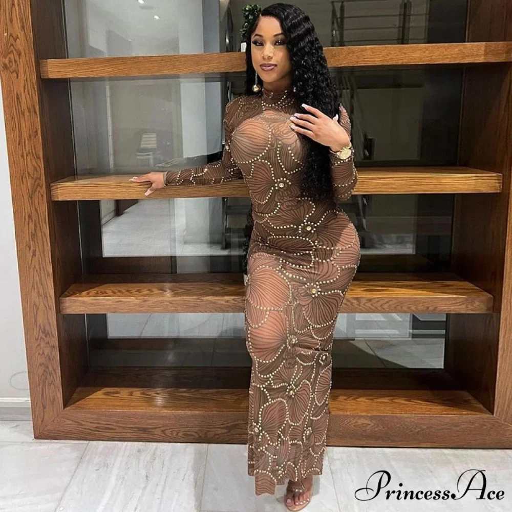 Club Bodycon See Through Long Dress - Image 10