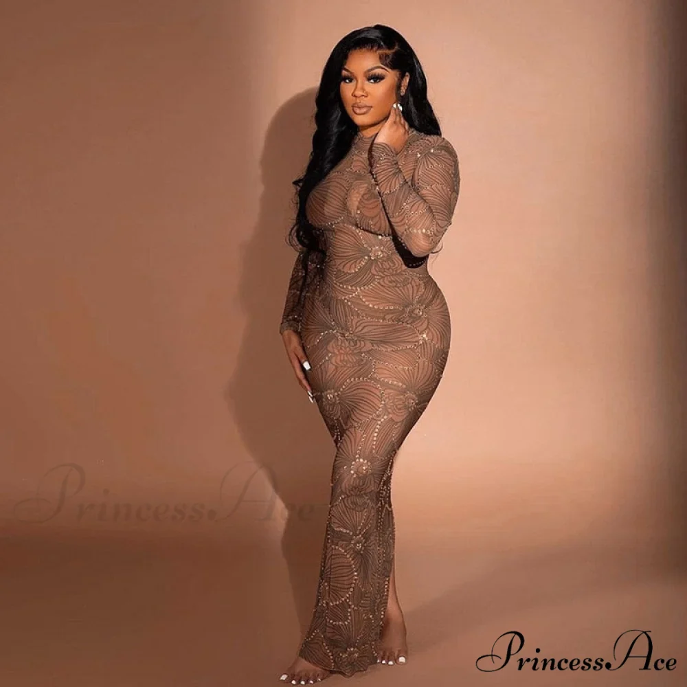 Club Bodycon See Through Long Dress - Image 11