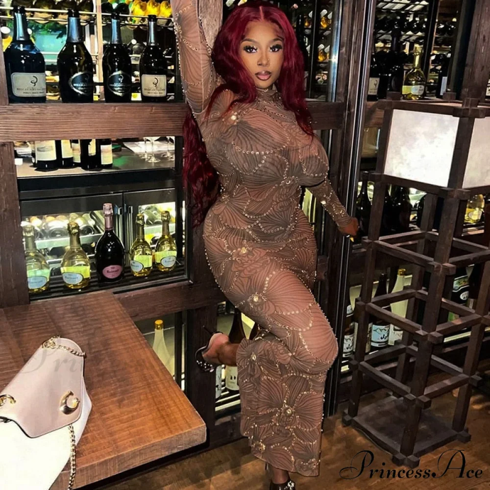 Club Bodycon See Through Long Dress - Image 12