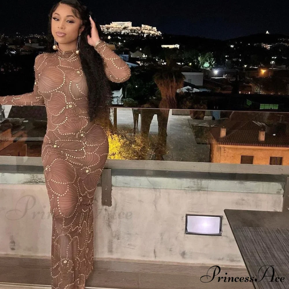 Club Bodycon See Through Long Dress - Image 17