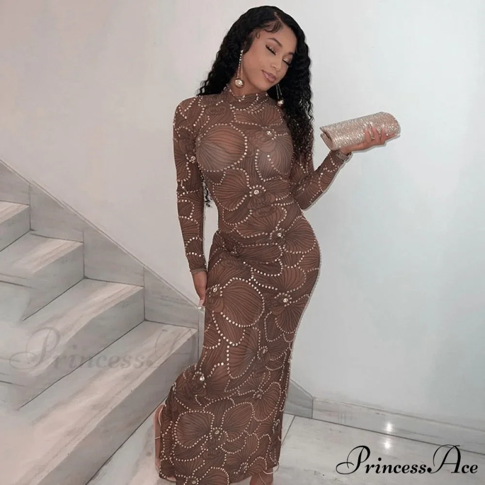Club Bodycon See Through Long Dress - Image 2