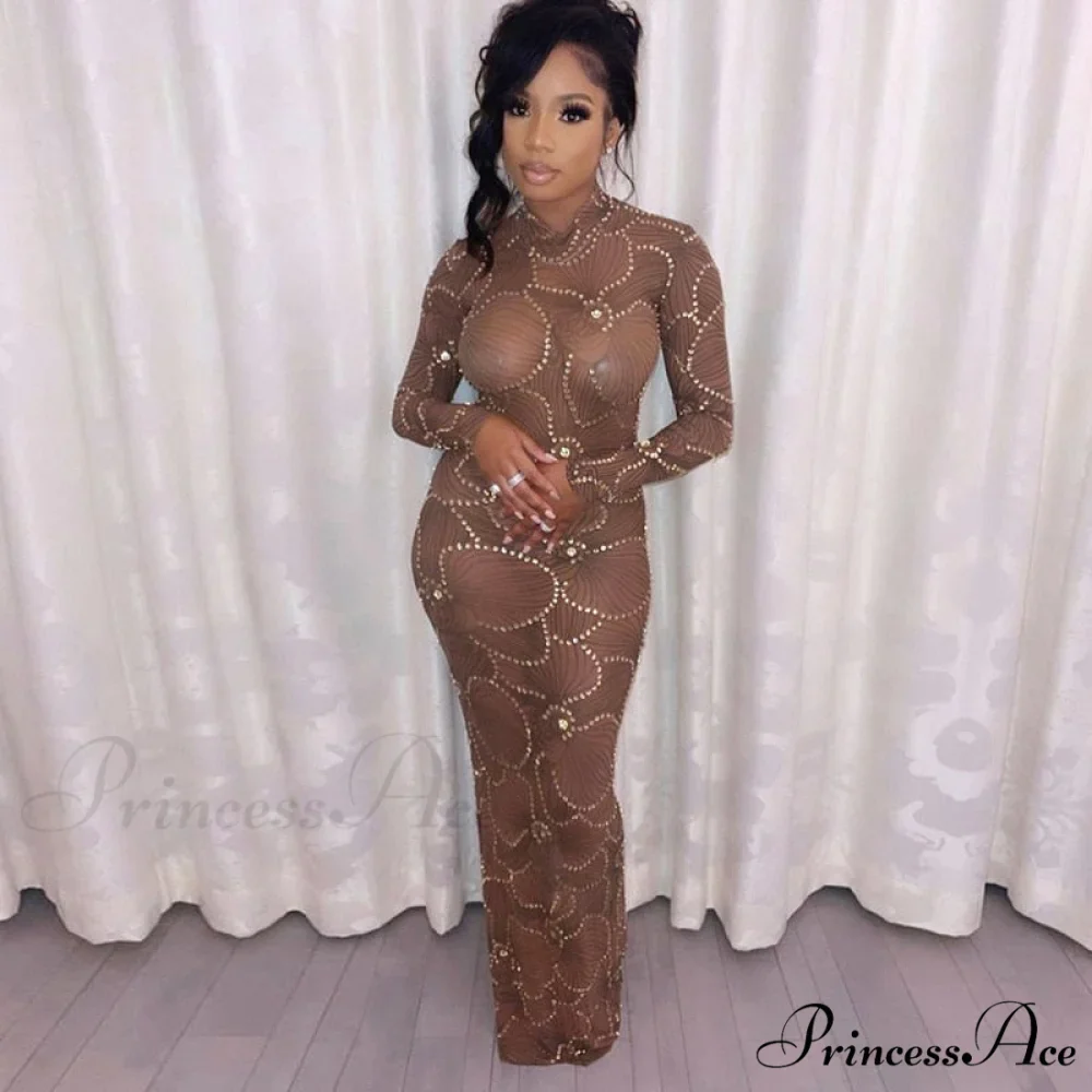 Club Bodycon See Through Long Dress - Image 8