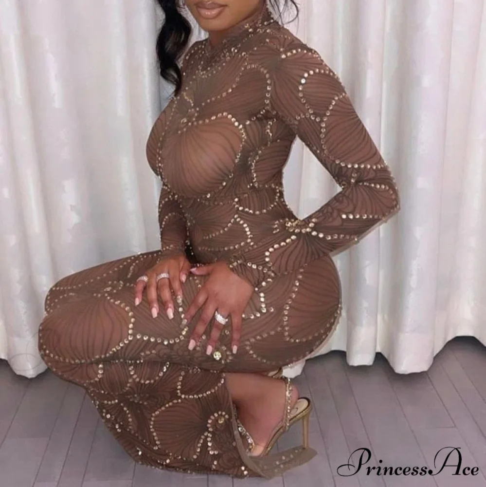 Club Bodycon See Through Long Dress - Image 9