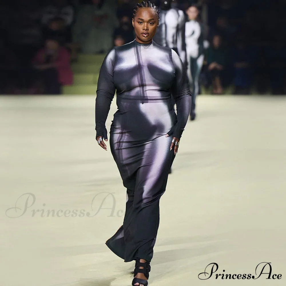 Printed Party Club Bodycon Streetwear Long Dress - Image 4