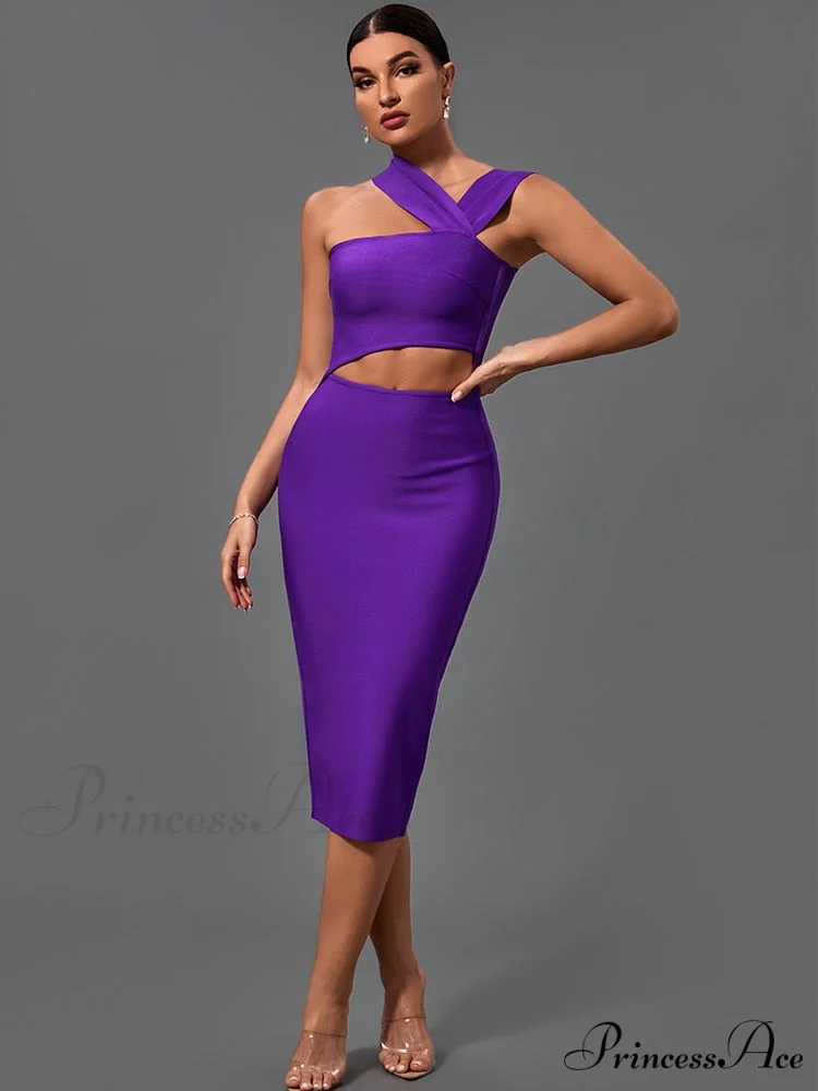 Bandage Dresses for Women Purple Bodycon Dress - Image 3