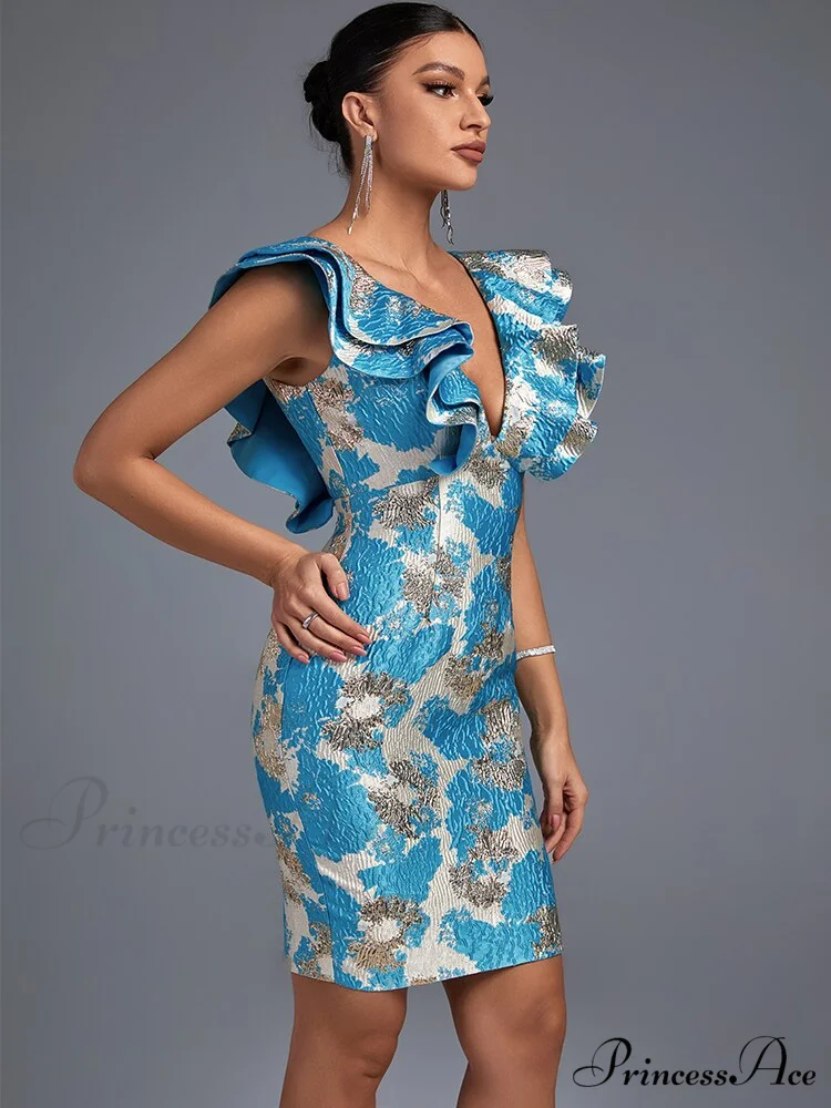 Women Blue Bodycon Dress - Image 2
