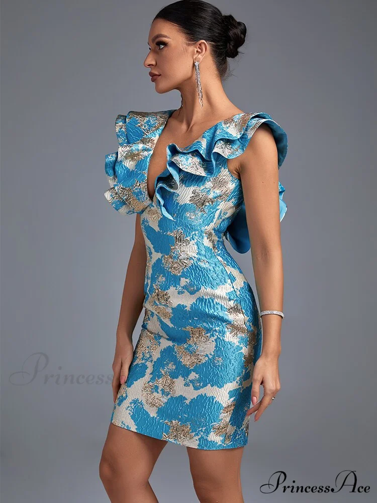 Women Blue Bodycon Dress - Image 4