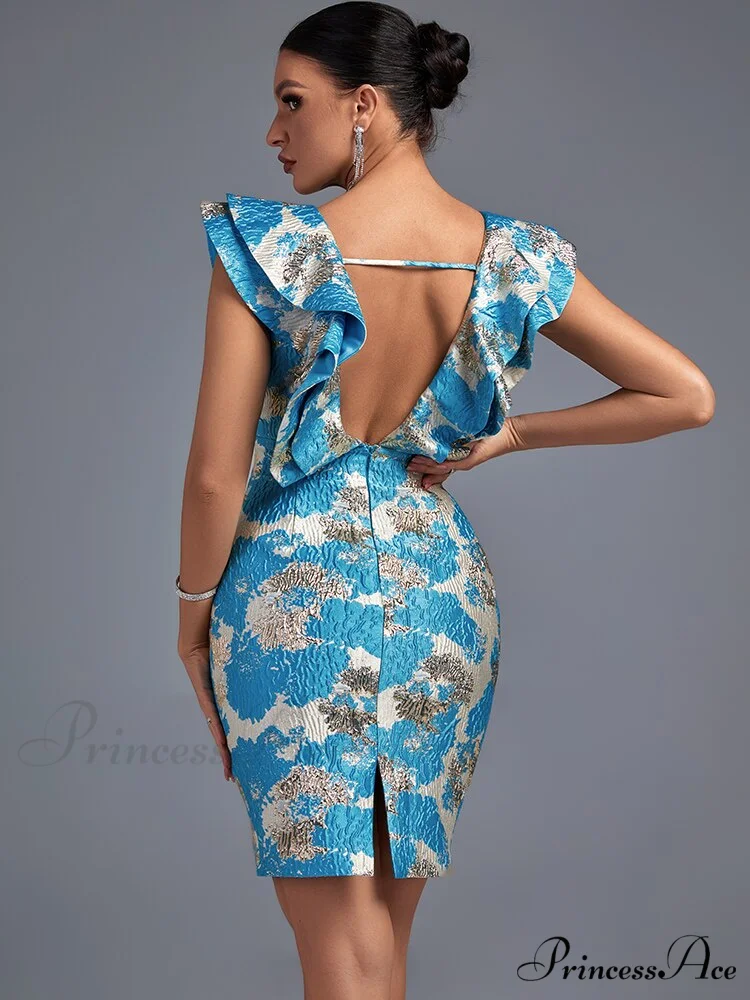 Women Blue Bodycon Dress - Image 5