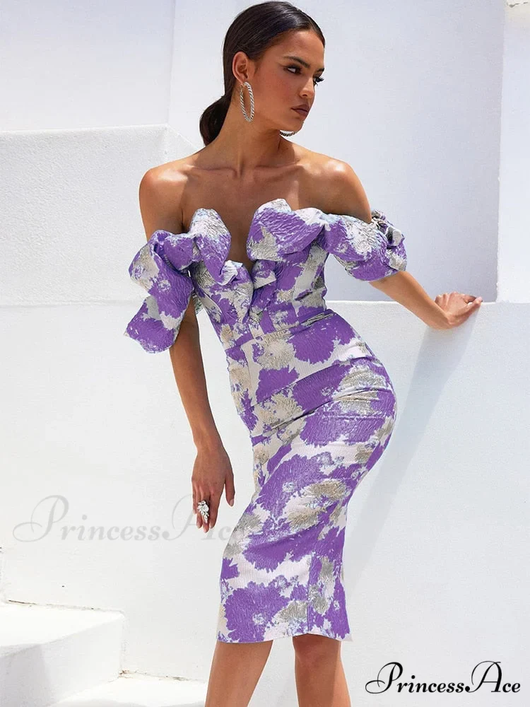 Party Dress Women Purple Bodycon Dress